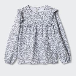 Mango Kids Girls Pure Cotton Floral Print Puff Sleeve Ruffles Cotton Top-image-49