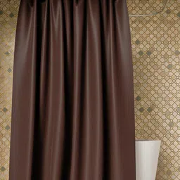 Kuber Industries Brown Shower Curtain with Hooks-44