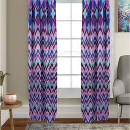 MFD HOME FURNISHING Pink & Purple Set of 2 Geometric Black Out Door Curtain-50