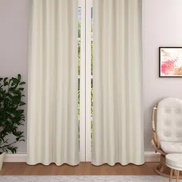 THE CONVERSION Cream 2 Pieces Room Darkening Long Door Curtain-29