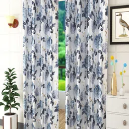 Homefab India Grey & White Set of 2 Floral Room Darkening Long Door Curtain-image-81