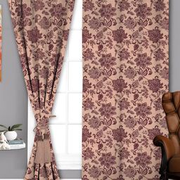 Parda Sansar Pink & Purple 2 Pieces Floral Printed Room Darkening Long Door Curtains-image-47