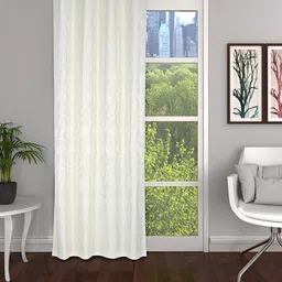 THE CONVERSION Cream Floral Jacquard Room Darkening Long Door Curtain-image-54