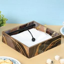 DULI Brown Printed MDF Wooden Tissues & Napkin Holder-27