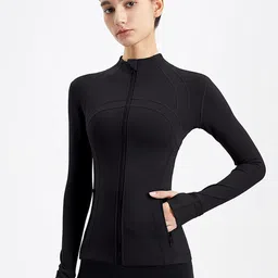 JC Collection Women Black Lightweight Training or Gym Sporty Jacket-image-5