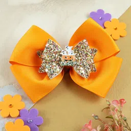 Asthetika Kids Girls Orange & Gold-Toned Embellished Alligator Hair Clip-picture-1