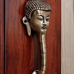 Two Moustaches Metallic-toned Buddha Face Brass Door Handle-image-52