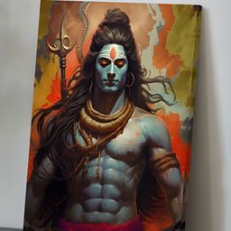 Art Street Blue & Orange Canvas Religious Painting Wall Art-image-82