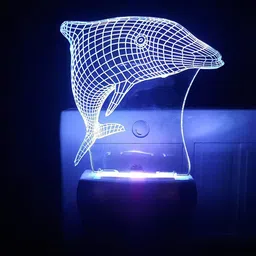 NMII White & Blue Fish 3D Illusion Night Table Lamps-52