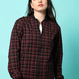 Campus Sutra Checked Windcheater Bomber Jacket-image-26