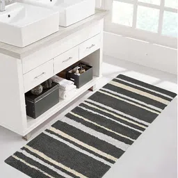 Homitecture Grey & White Striped Durable Rectangular Floor Runner-picture-37