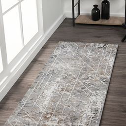 OBSESSIONS Grey & Cream Coloured Abstract Printed Anti Static Floor Runner-18
