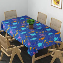 Clasiko Blue & Orange Pure Cotton Rectangular 6-Seater Table Cover-32