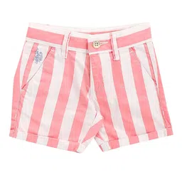 U.S. Polo Assn. Kids Boys Striped Mid Rise Pure Cotton Shorts-image-40