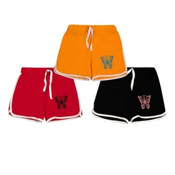 BAESD Girls Pack Of 3 Graphic Printed Pure Cotton Shorts-image-16