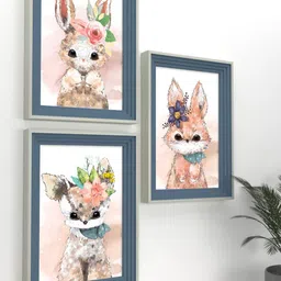 Art Street Set of 3 Peach Animal Kitten Theme Framed Art Prints Wall Dcor-image-72