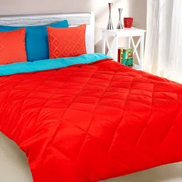 RF RELAXFEEL Orange & Turquoise Blue Microfiber Heavy Winter 233 GSM Double Bed Comforter-picture-42