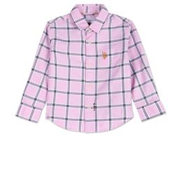 U.S. Polo Assn. Kids Boys Windowpane Checked Oxford Weave Pure Cotton Casual Shirt-image-77