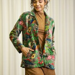 SANSKRUTIHOMES Floral Printed Lapel Collar Lightweight Longline Tailored Jacket-picture-14
