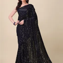 Mitera Embellished Sequinned Pure Georgette Saree-image-14