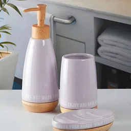 Kookee Purple & Orange 3 Pieces Ceramic Bath Accessories Set-18