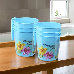 Kuber Industries Blue & Pink 6 piece Floral Plastic Bath Accessories Set-image-93