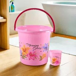 Kuber Industries Pink & Blue 2 piece Floral Plastic Bath Accessories Set-image-99