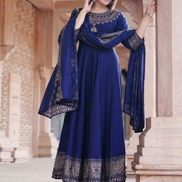 NEW STYLISH Ethnic Motifs Printed Round Neck Anarkali Kurta With Dupatta-36
