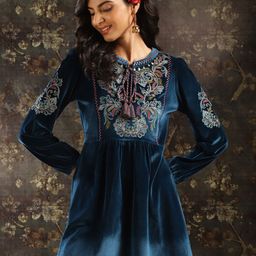 Lakshita Ethnic Motifs Embroidered Velvet Empire Anarkali Kurti-image-103
