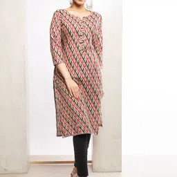 Unnati Silks Women Multicoloured Geometric Printed Cotton Handloom Kurta-image-27