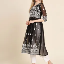 VAIRAGEE Ethnic Motifs Embroidered Sheer Georgette Anarkali Kurta-11