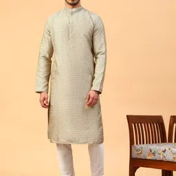 TABARD Geometric Woven Design Jacquard Straight Kurta-image-42