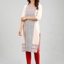 AURELIA Geometric Round Neck Thread Work Kurta-image-86