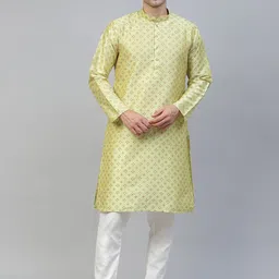 MANQ Men Green Ethnic Motifs Printed Kurta-15