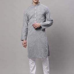 Aarsha Geometric Printed Mandarin Collar Pure Cotton Kurta-image-81