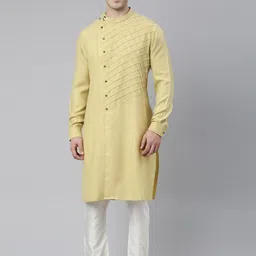 TheEthnic.Co Geometric Embroidered Band Collar Cotton Angrakha Straight Kurta-picture-25