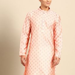 MANQ Ethnic Motifs Woven Design Mandarin Collar Regular Kurta-picture-42