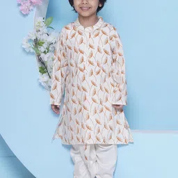 Sethukrishna Boys Floral Printed Band Collar Straight Kurta-picture-18