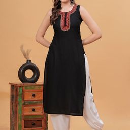 NYPA Ethnic Motifs Yoke Design Gotta Patti Sleeveless Straight Kurta-picture-26