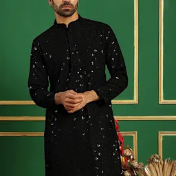Jompers Floral Embroidered Mandarin Collar Straight Kurta-image-86