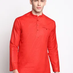 DEVOILER Men Red Cotton Kurta-picture-38