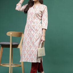 Ramas Floral Printed Thread Work Straight Kurta-image-9