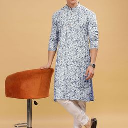 Anouk Men Floral Printed Thread Work Kurta-10