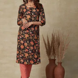 FASHOR Floral Printed Straight Kurta-36