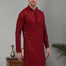 Jompers Geometric Embroidered Sequinned Kurta-image-69