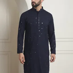 SOJANYA Embroidered Mandarin Collar Long Sleeves Straight Kurta-picture-42