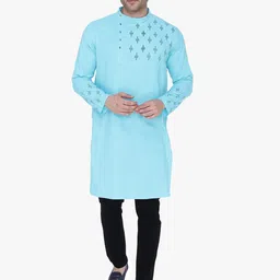Kuons Avenue Men Geometric Printed Cotton Kurta-picture-10