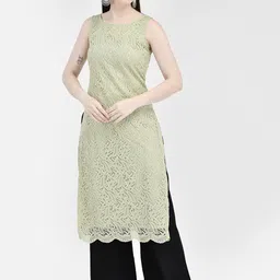 Ojjasvi Geometric Embroidered Thread Work Sleeveless A-Line Kurta-5