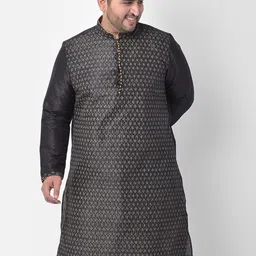 DEYANN PLUS Men Black Ethnic Motifs Printed Kurta-image-84