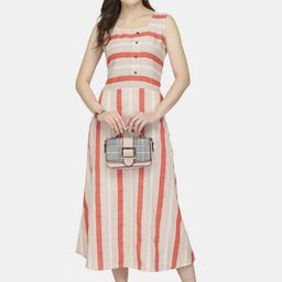 Aarsha Women Red & Beige Striped Printed Cotton Kurta-image-16